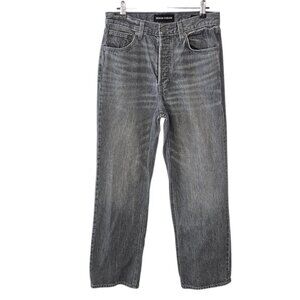 Denim Forum The Arlo High Rise Straight Jeans, Button Fly, Grey Wash, Size 28